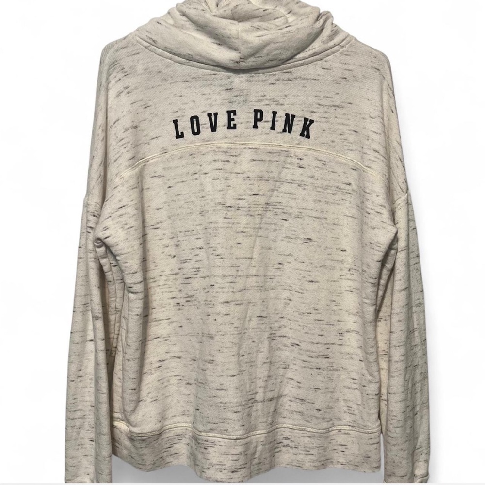 Victoria's Secret PINK Off-White Sweatshirt With‎ Black Pink logos Size Medium - Picture 2 of 4